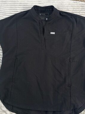 Figs Black Women's Button Down Mandarin Collar Shirt#Technical Collection